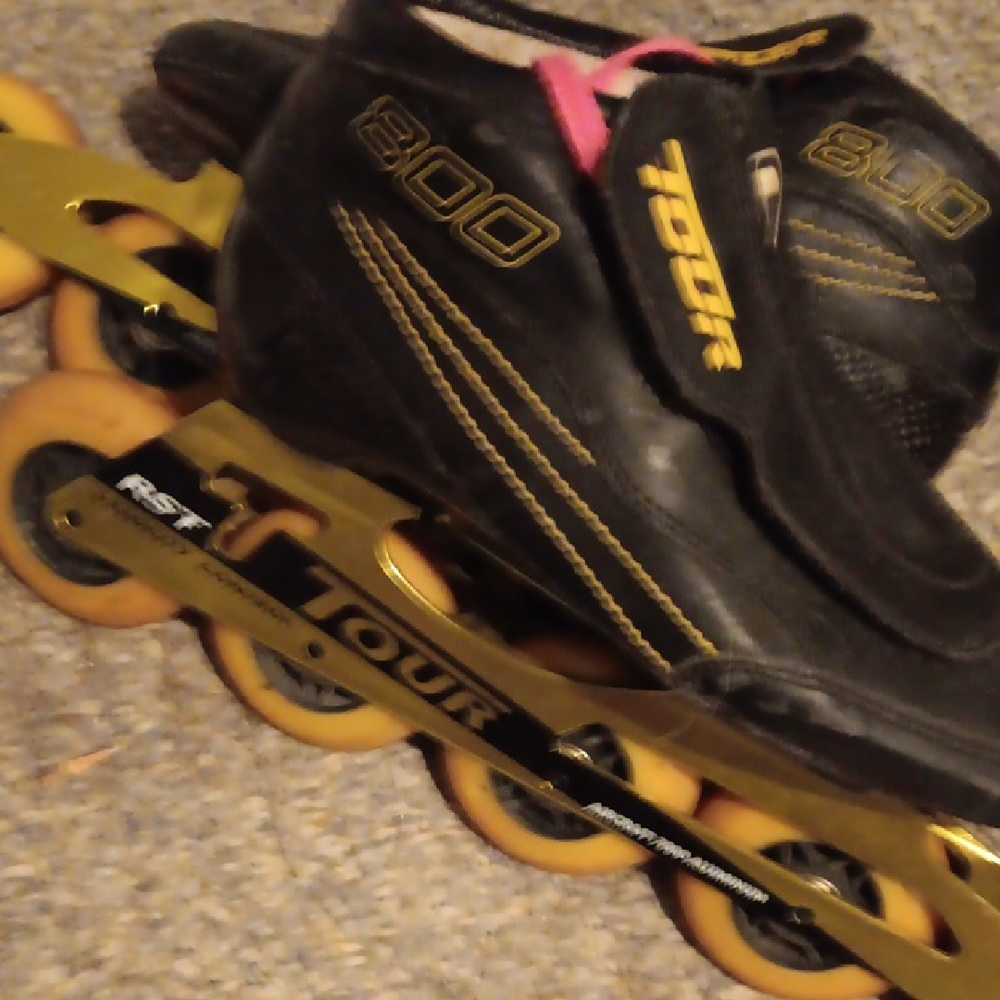 Black and Gold Inline Skates for Racing Size Mens 8 Never Heat Moulded.